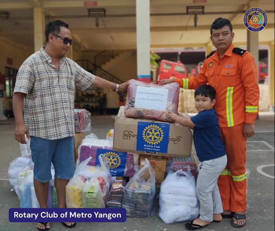 Donation by Rotary Club of Metro Yangon (RCMY) to Pyinmana Pearl Fire Brigade [April 5, 2025], Pyinmana