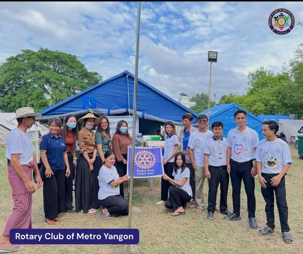 🌟 Rotary Club of Metro Yangon (RCMY – District 3350) Donates Emergency Supplies to Earthquake Relief Camp in Sagaing Region�[May 4, 2025], Sagaing Region